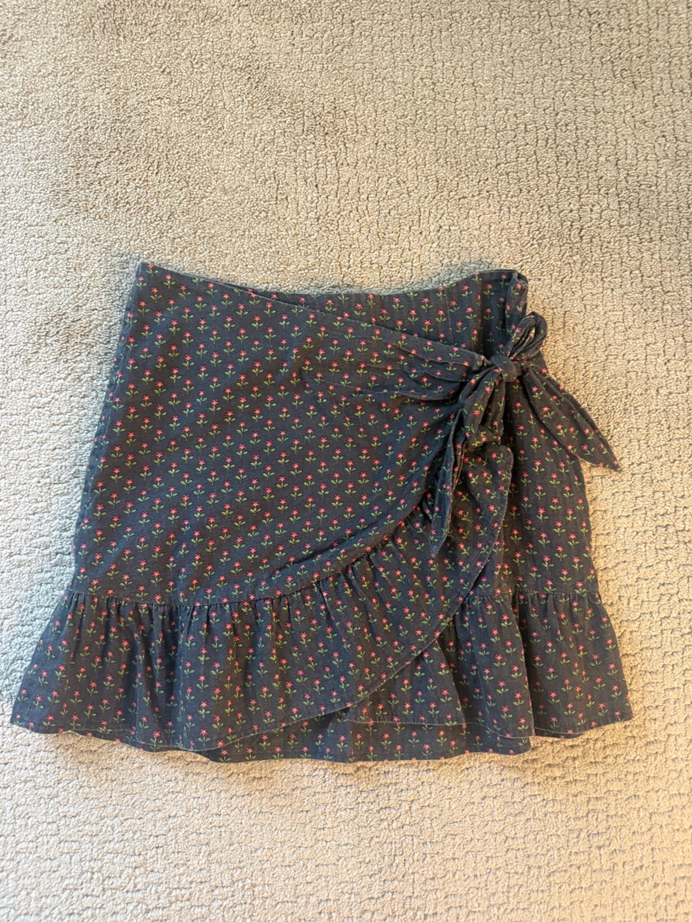 Sézane Black Floral Wrap Skirt
